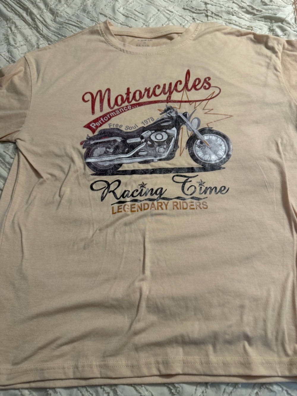 Oversize fit SHEIN Beige Men’s Motorcycle Graphic Tee